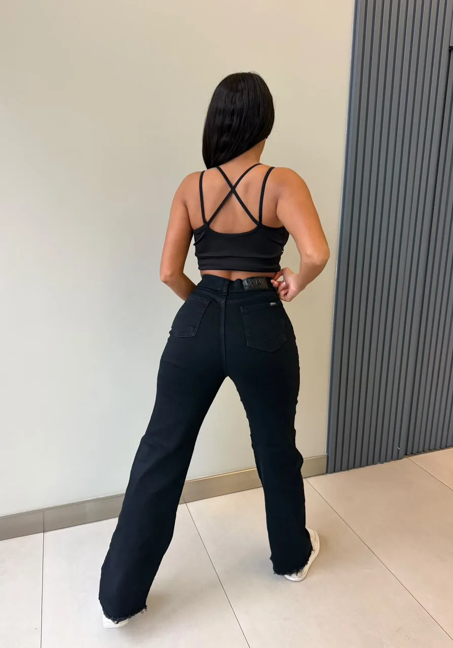Alternative view of WANDA NEGRO (WIDE LEG SEMI-ELASTIZDO)